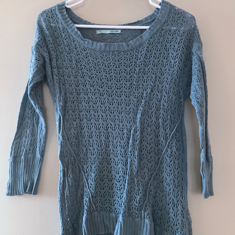 Blue Crochet Lace Sweater